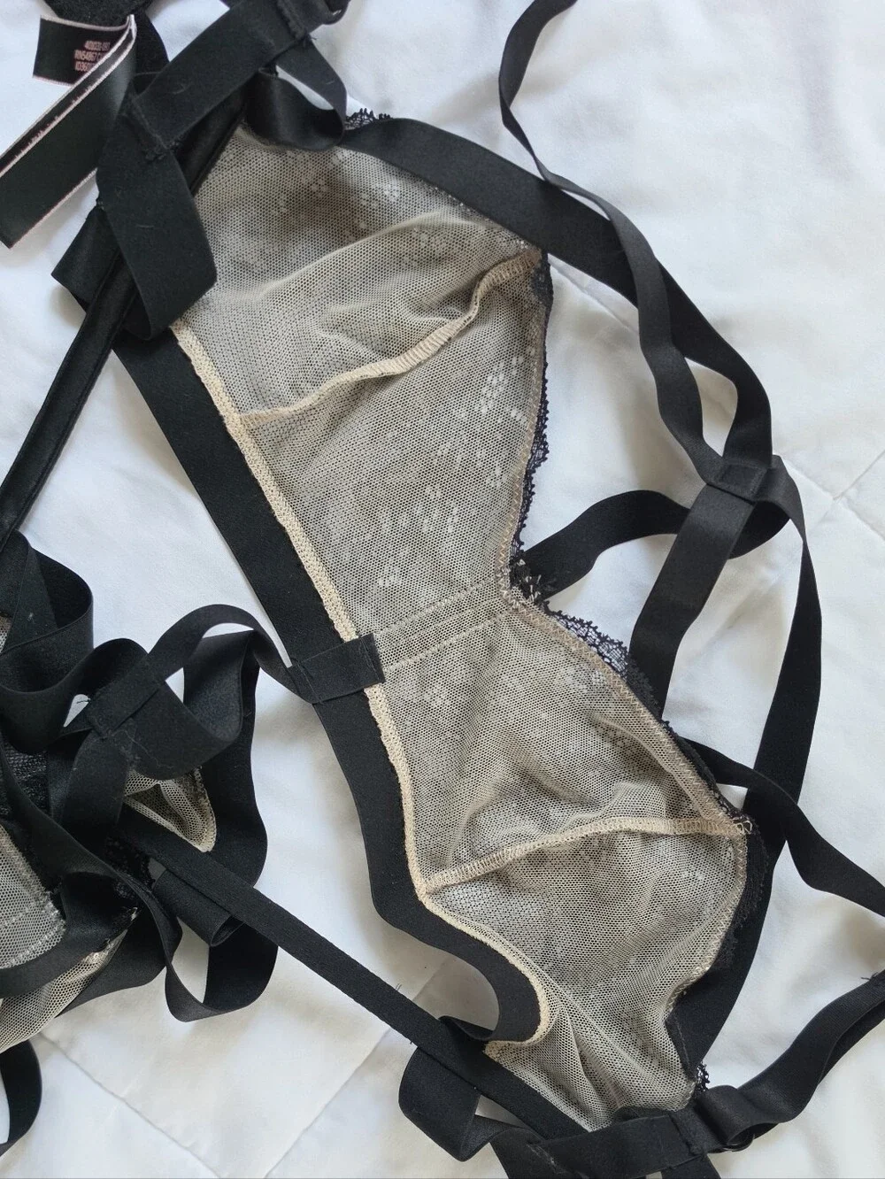 Victoria's Secret Black Lace Strappy Bodysuit